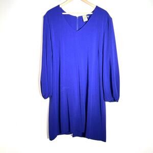 Just Taylor royal blue V-neck long sleeved shift dress size 20 W 20W B126